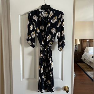 HOBBS London - Navy Floral Shirt Dress - Size 2 NWT